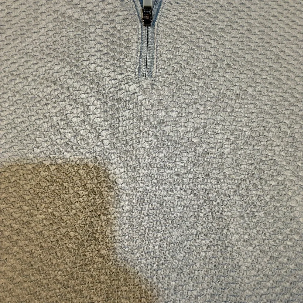 FLX Mens XXL Light Blue Textured Quarter Zip Performance Polo Shirt NWT